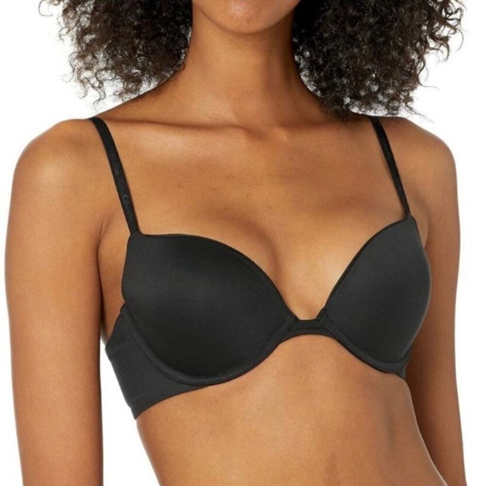 Calvin Klein Lightly Lined Demi Bra Solid Black Convertible Sz 36 DD NWT Casual